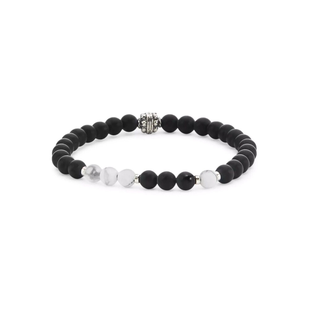 JONAS STUDIO Mens Bracelet Black Dakota Mixed Semi Precious Beaded Stretch
